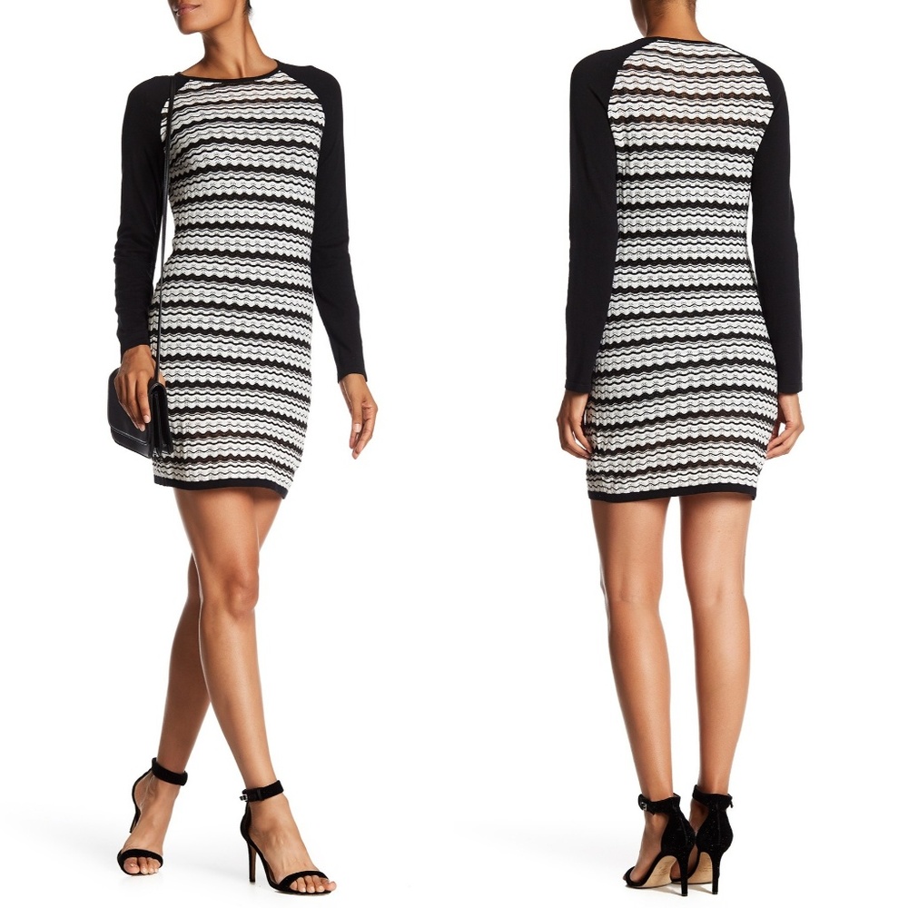 Trina Turk Zeal Pointelle Sweater Dress in Black L
